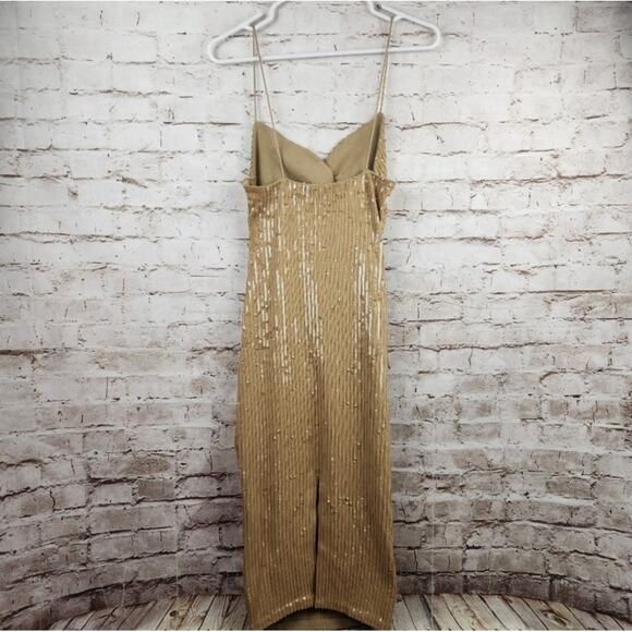 Retrofete Sariah Sequin Dress in Nude Size XL NWT Sleeveless Cutout Midi - Picture 7 of 14